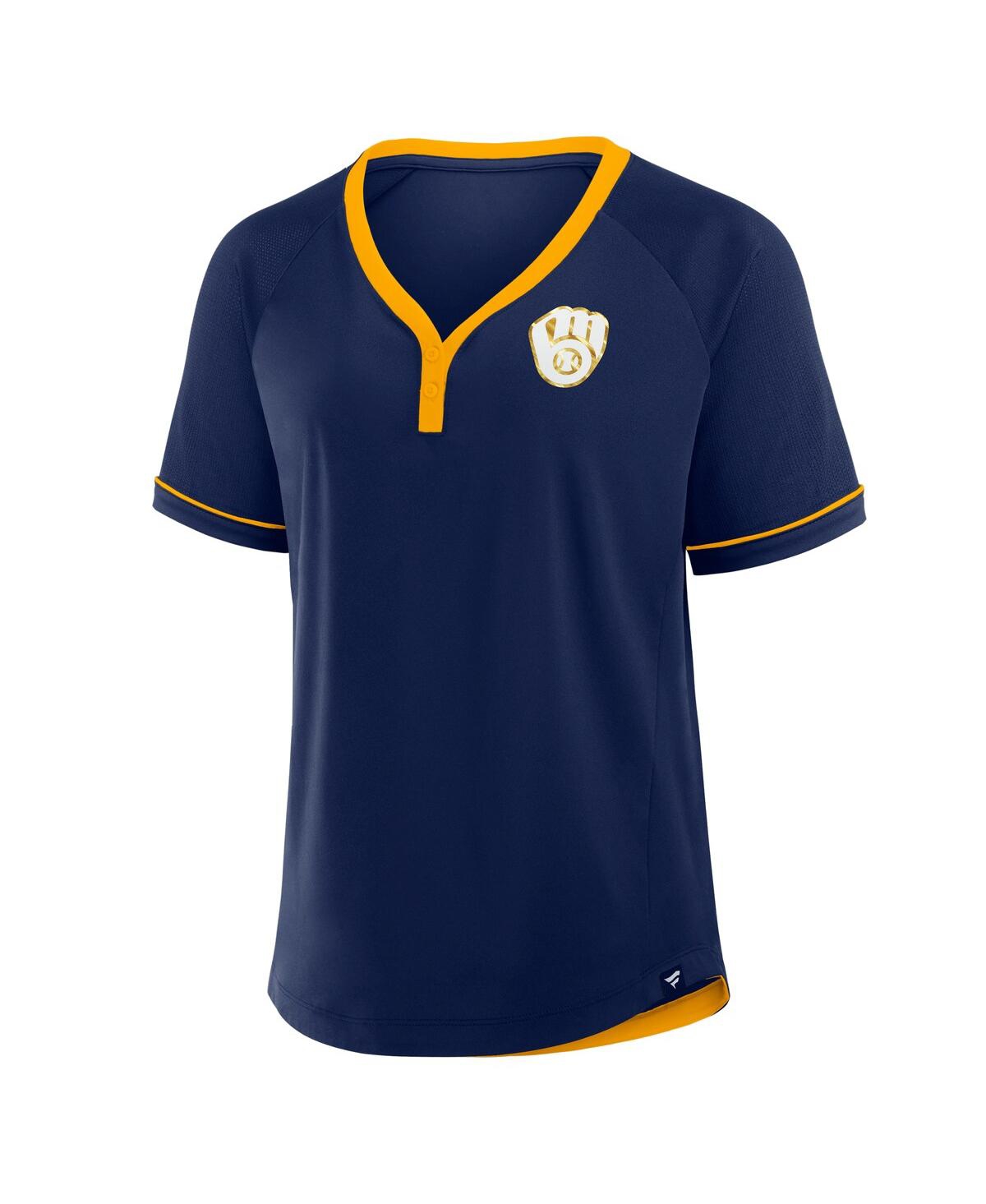 Fanatics Women's Navy Milwaukee Brewers League Diva Star Raglan V-neck T-shirt In Navy