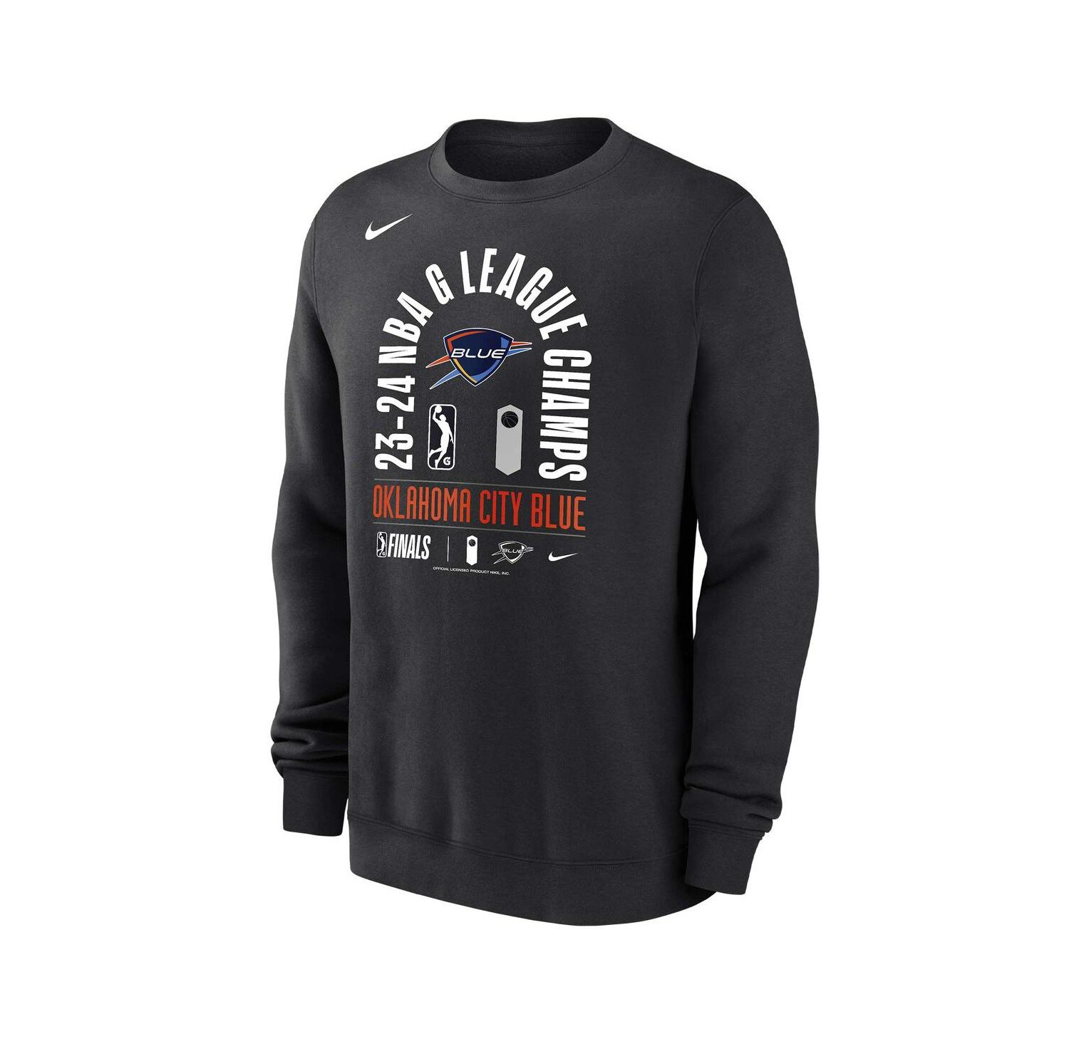 Men's Black Oklahoma City Blue 2024 NBA G-League Champions Fleece Crewneck Pullover Sweatshirt