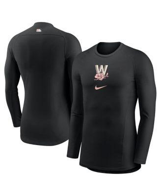 Nike - Men's Black Washington Nationals City Connect Base Layer Raglan Long Sleeve Performance T-Shirt