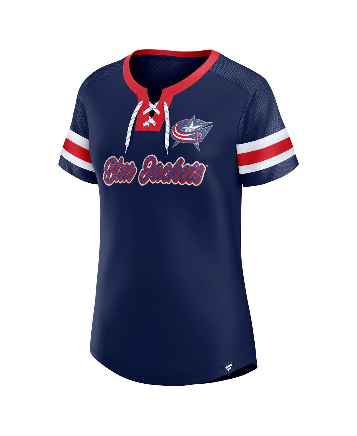 Shop Fanatics Women's Navy Columbus Blue Jackets Iconic Athena Lace-up T-shirt