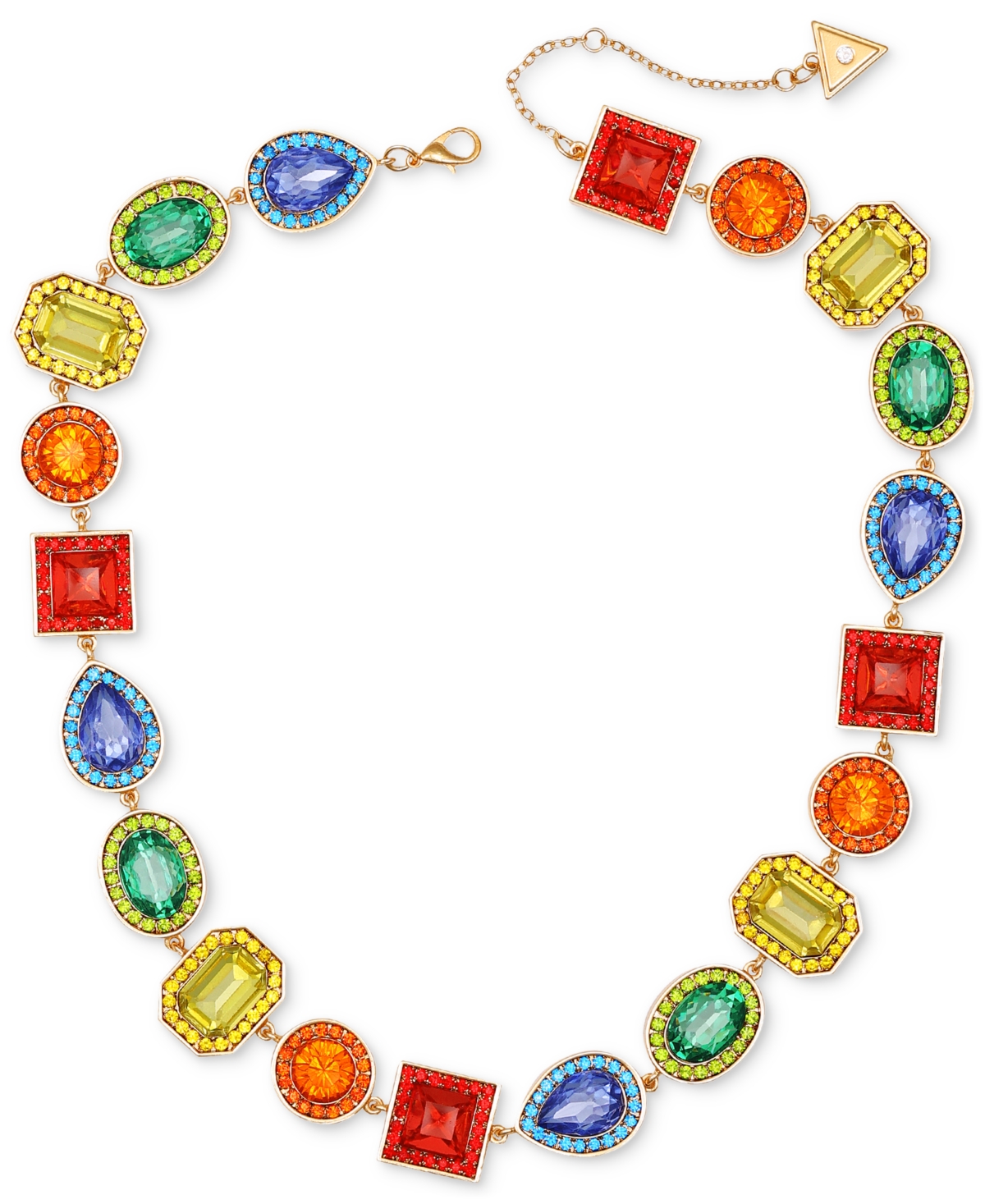 Gold-Tone Rainbow Rhinestone Collar Necklace, 18" + 2" extender - Gold