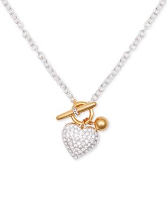 Колье GUESS с двухцветным сердечком из паве диаметром 18 дюймов