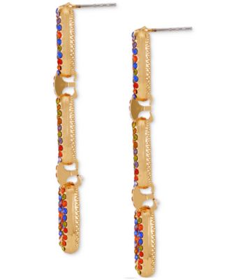 Думаю, золото Tone Радуга горный хрусталь большие ссылке линейный серьги