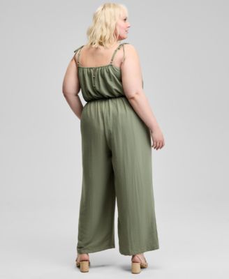 Trendy Plus Size Drawstring-Waist Jumpsuit, Exclusively at Macy's
