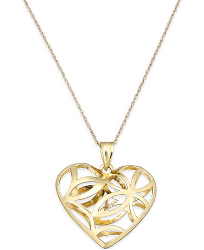 Openwork Heart Pendant Necklace in 10k Gold - Necklaces - Jewelry ...