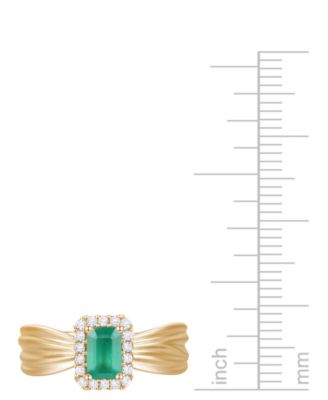 Emerald (5/8 ct. t.w.) & Diamond (1/6 ct. t.w.) Halo Ring in 14k Gold (Also in Ruby & Sapphire)