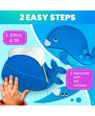 Kids Crafts Ages 4-8 DIY Beginner Needle and Thread Kit - 12 Sewing Kit Basic