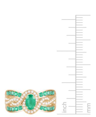 Emerald (3/8 ct. t.w.) & Diamond (1/4 ct. t.w.) Multirow Swirl Ring in 14k Gold (Also in Ruby & Sapphire)