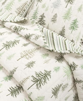 Rustic Lodge Trees Microfiber Quilt Set With Shams