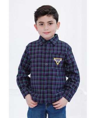 Toddler Boys Grave Digger Truck Flannel Matching Family Button Down Shirt