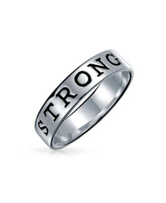 Sentimental Words Saying Stay Strong Love Purity Eternity Band Ring Oxidized .925 Sterling Silver