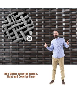 4PCS Patio Rattan Conversation Furniture Set Cushioned Seat