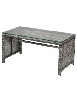 4PCS Patio Rattan Furniture Set Conversation Glass Table Top