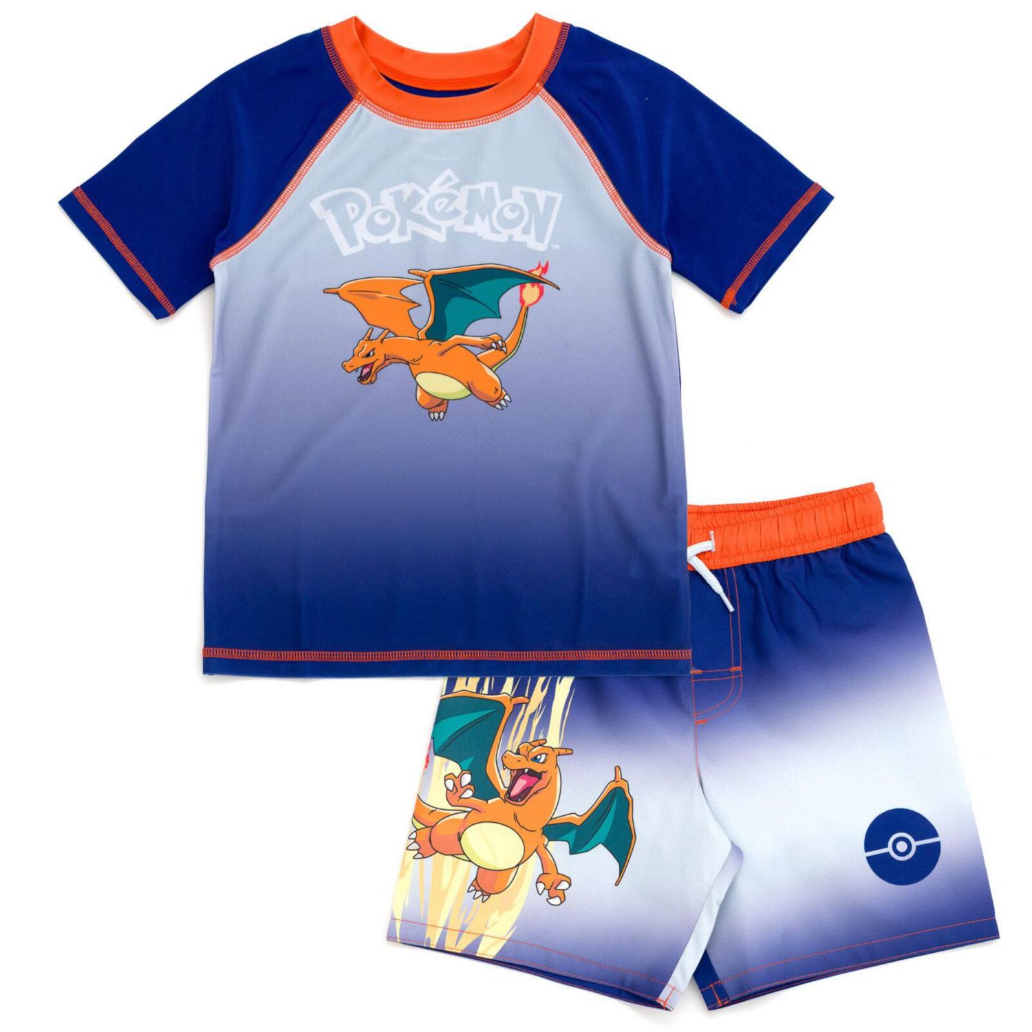 Boys' 2-Piece Swimwear Rash Guard and Swim Trunks Set UPF 50+