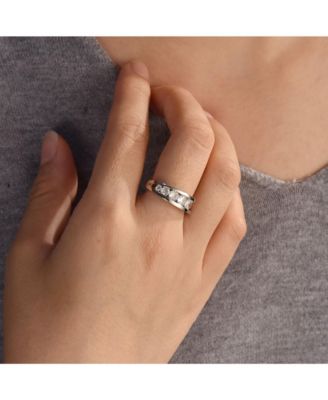 Modern Graduated Cubic Zirconia CZ Statement  Band Ring .925 Sterling Silver