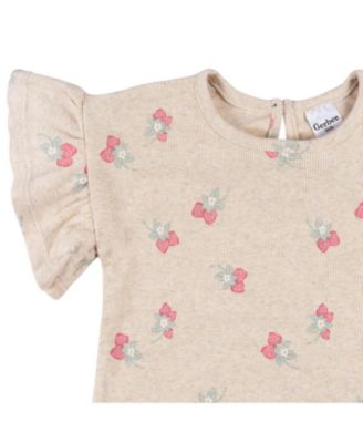 Toddler Girls 2-Piece Shirt and Shorts Set, Green Leaves, 5T