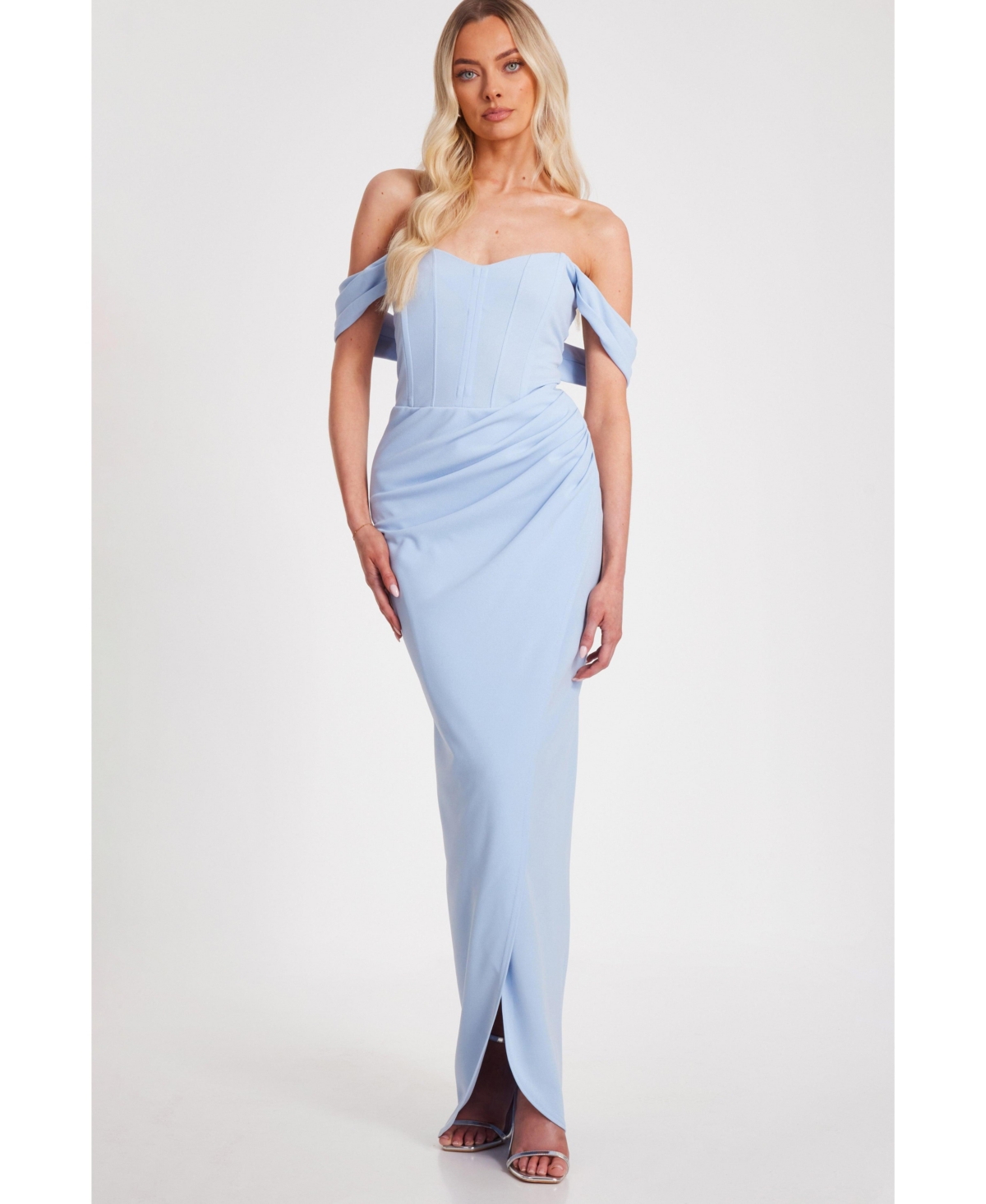 Women's Corset Detail Scuba Crepe Maxi - Pale blue