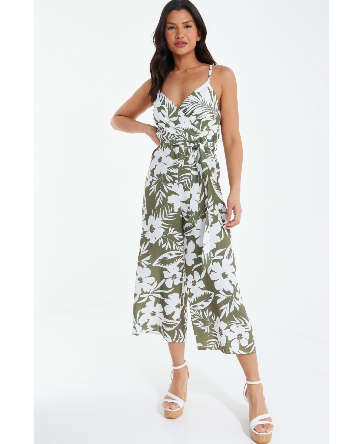 Women's Tropical Culotte Jumpsuit - Green