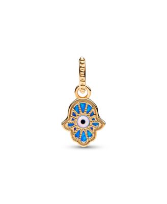 Gold-Plated Opalescent Blue Hamsa Hand Dangle Charms