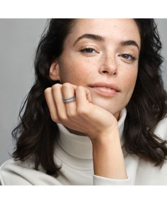 Sterling Silver Signature Logo Pav&eacute; and Beads Ring