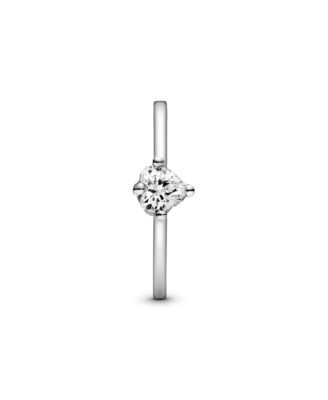 Sterling Silver Clear Heart Solitaire Ring