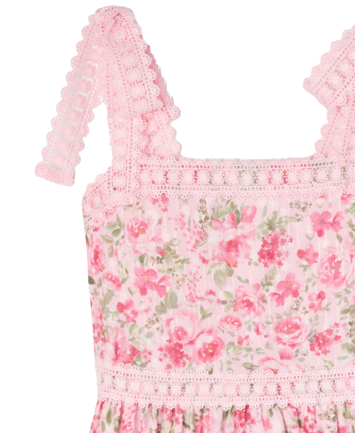 Rare Editions Big Girls 2-piece Floral And Crochet Trim Maxi With Bag In Pink