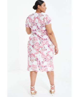 Макси-платье QUIZ Plus размера с цветочным рисунком из аквалангного крепа на запахе