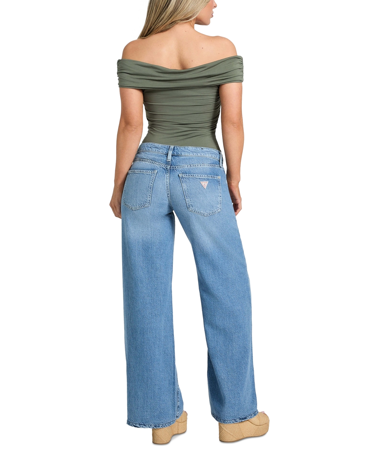 Shop Guess Women's Mid Rise Wide-leg Palazzo Jeans In Formentera
