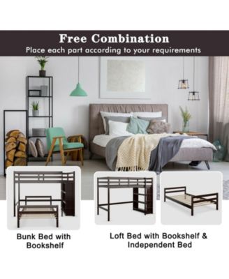 Twin Over Twin Loft Bunk Bed with Bookcase