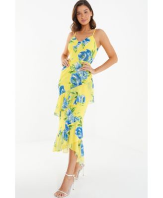 Женское макси-платье QUIZ из шифона с цветочными оборками и цветочным узором