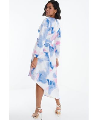 Женское атласное асимметричное платье с запахом QUIZ