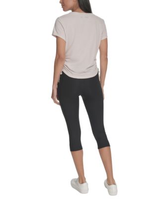Women's Drawstring-Ruched Textured Top