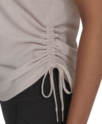 Women's Drawstring-Ruched Textured Top