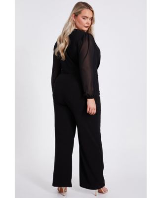 ВИКТОРИНА Плюс Размер Шифонового комбинезона с запахом и пряжкой