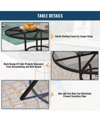 Black 5-Piece Metal Outdoor Patio Dining Set with Round Table with 1.9 in. Umbrella Hole and Dining Chair
