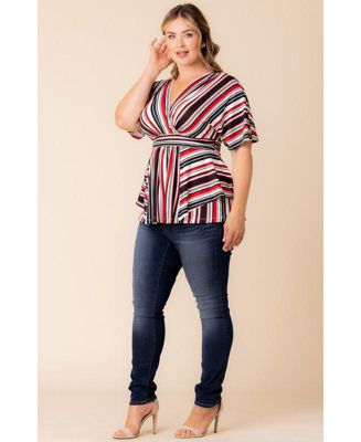 Plus Size Boulevard Short Sleeve Stripe Top