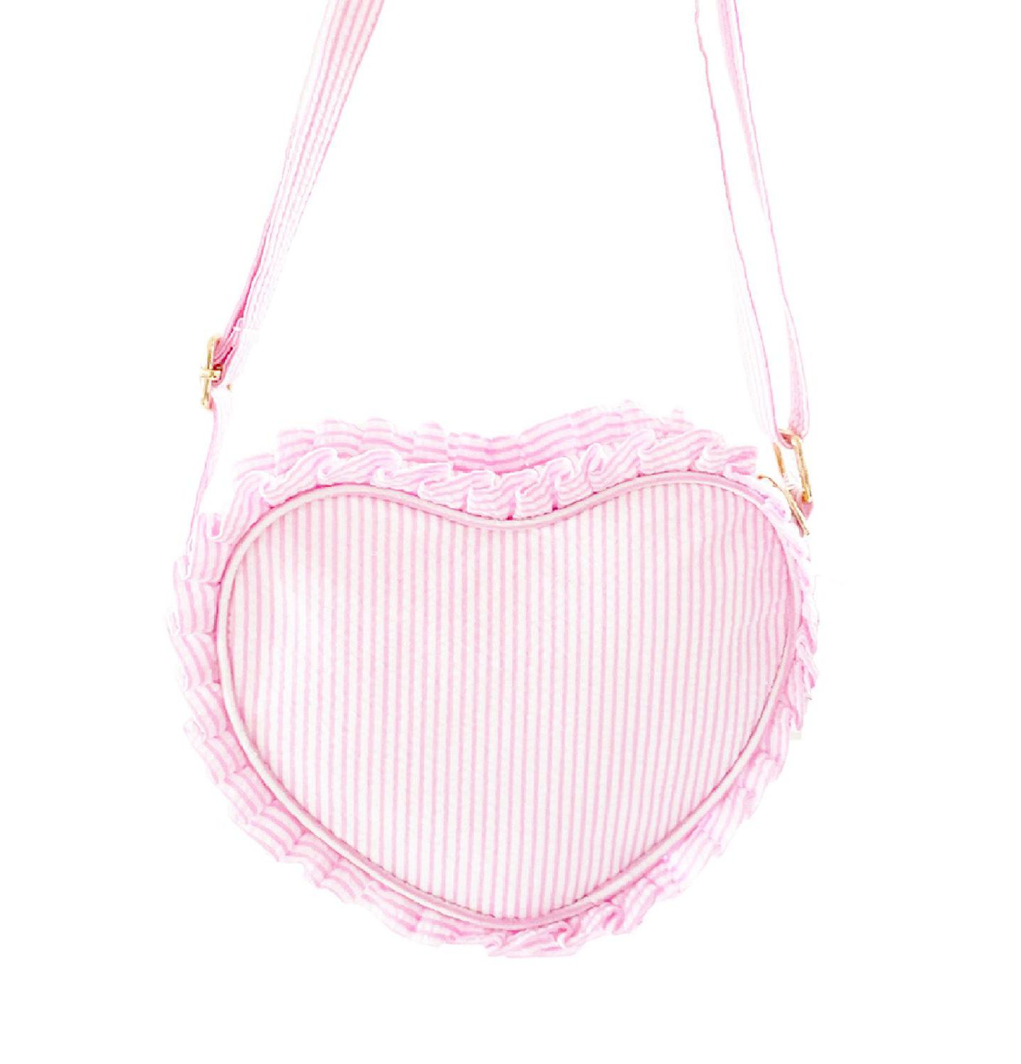 Сумка Bits & Bows Heart Purse in Pink Seersucker для девочек, цвет: Розовый — фото 1