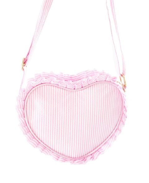 Сумка Bits & Bows Heart Purse in Pink Seersucker для девочек, цвет: Розовый