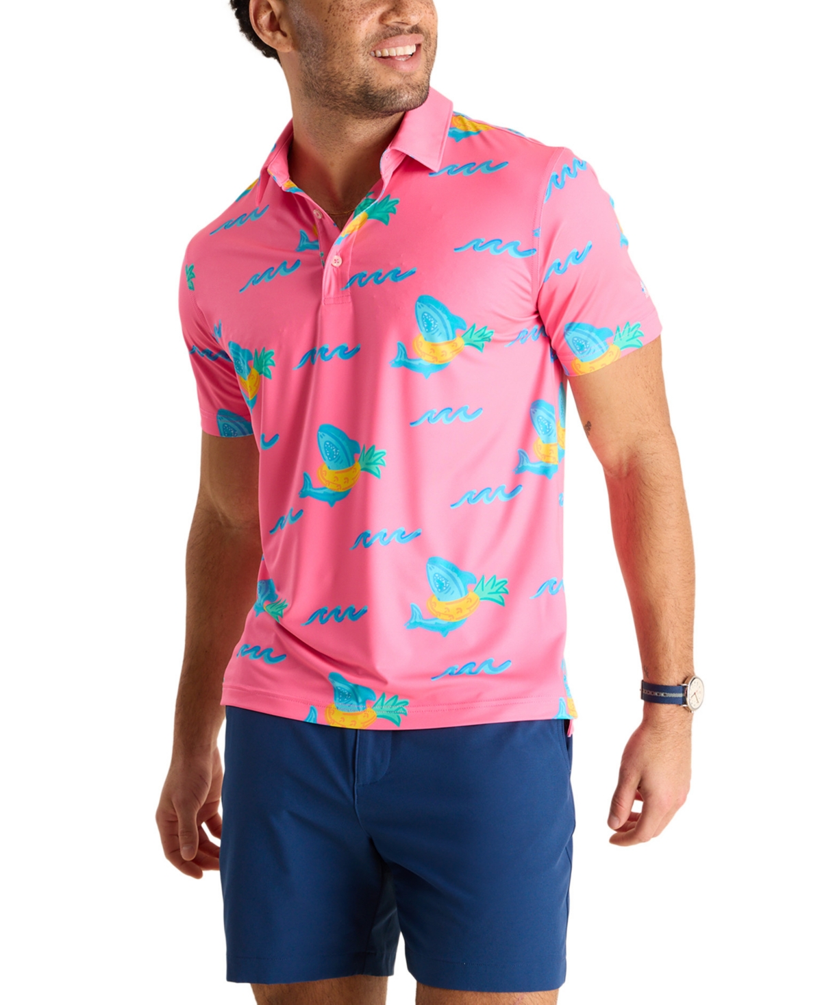 Men's The Pineapple Floaters Performance Polo Shirt - Bright Pink