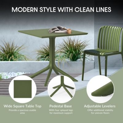 5-Piece Outdoor Resin Square Patio Dining Table Set with Stackable Patio Dining Chairs