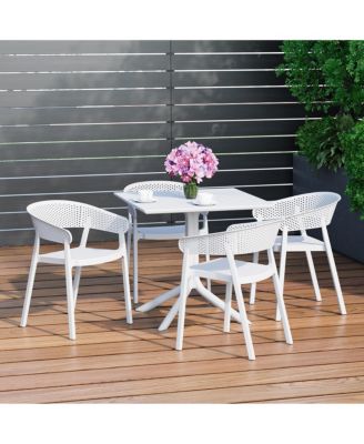 5-Piece Outdoor Resin Square Patio Dining Table Set with Stackable Patio Dining Chairs