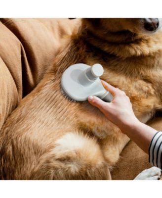 Beige Self-Cleaning Pin Slicker Brush, Retractable Head, Eco-Friendly Grooming Tool for Dogs and Cats