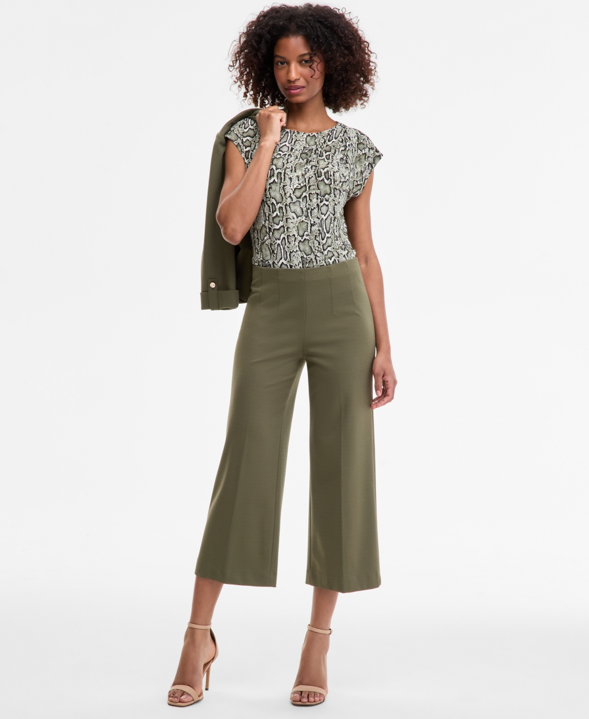 Anne Klein Petite Cropped Wide-leg Pull-on Pants