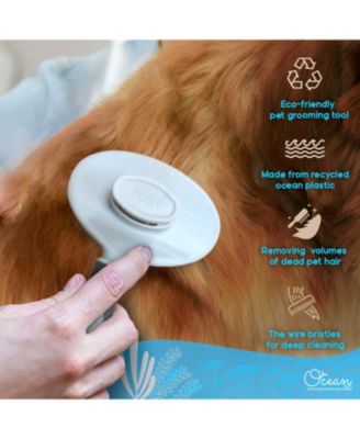 Beige Self-Cleaning Pin Slicker Brush, Retractable Head, Eco-Friendly Grooming Tool for Dogs and Cats
