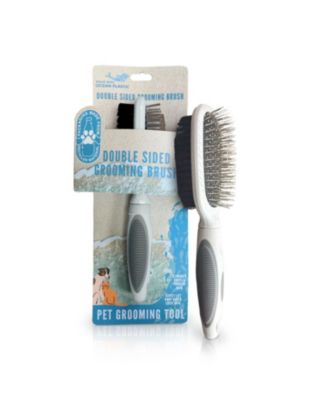 Beige Double-Sided Oval Grooming Brush, Eco-Friendly Pet Brush for Dogs and Cats