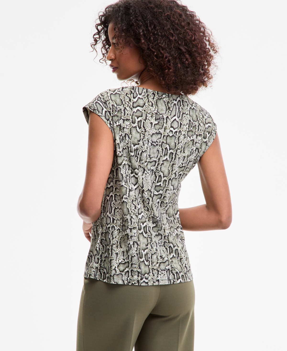 Anne Klein Women's Printed Cap-sleeve Blouse