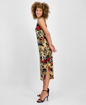 Women's Printed Sleeveless Halter Midi Dress
