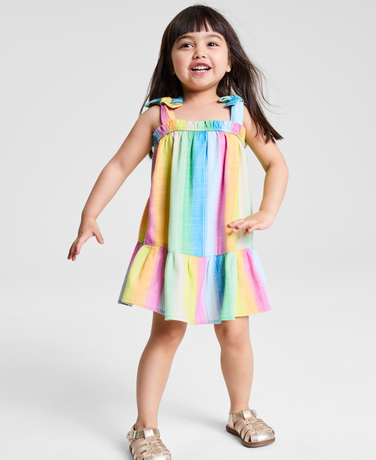 Epic Threads Toddler Girl Striped Bow Dress, Exclusively At Macy's In Multi