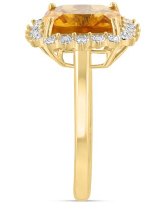 Diamond (1/10 ct. t.w.) & Citrine (3-5/8 ct. t.w.) Ring in 14K Yellow Gold
