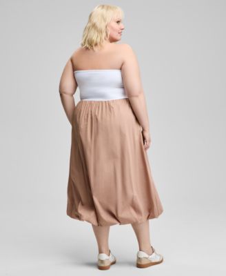 Plus Size Cotton Strapless Bubble Dress, Created for Macy's 